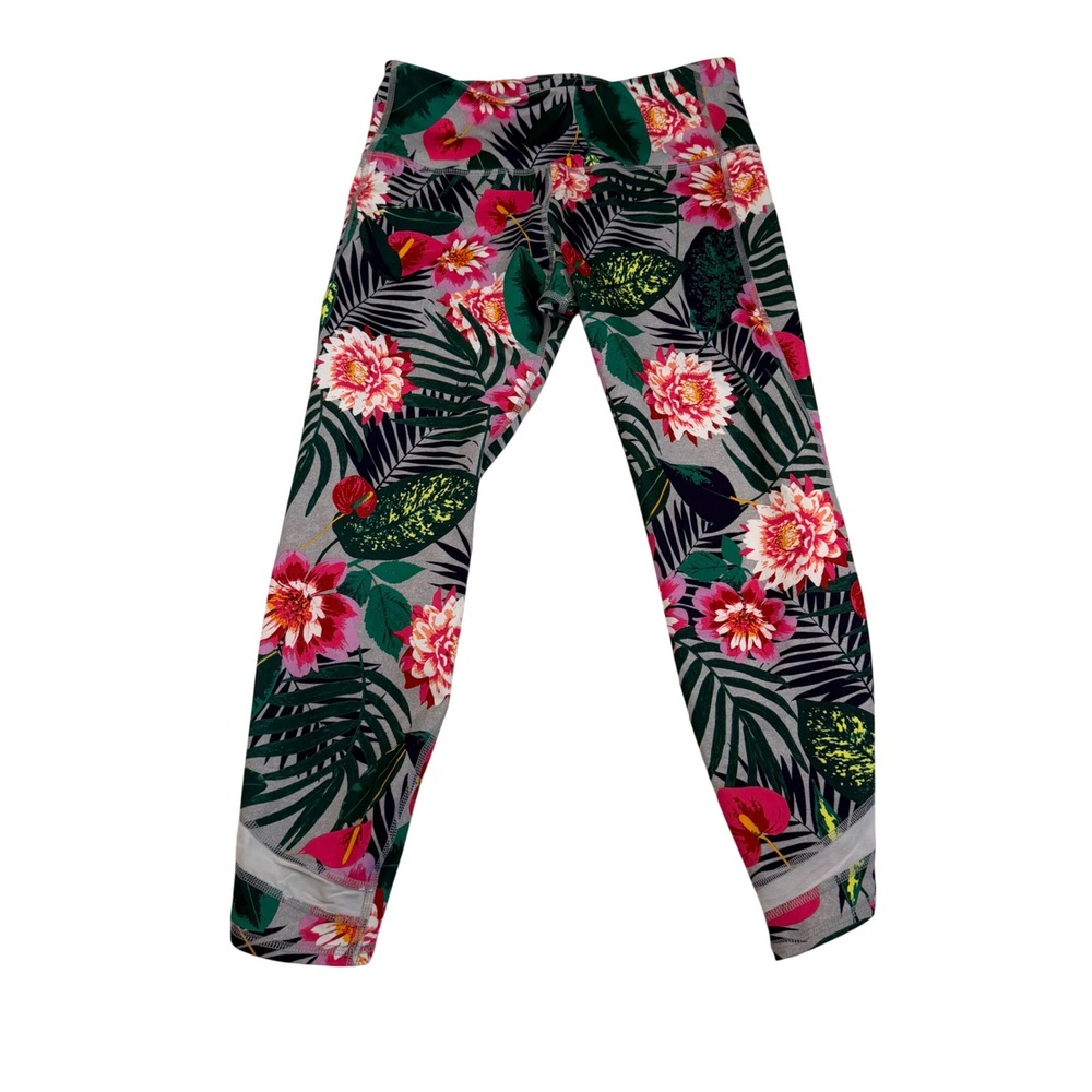 Old‎ Navy Active Go-Dry Leggings Large Tropical Floral Palm Mesh High Rise 2424